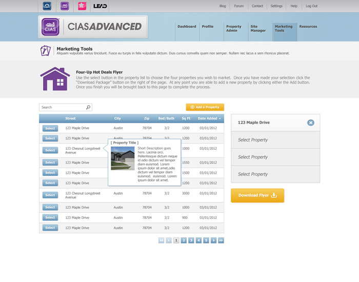 CIAS Advanced Web Interface and Sales Page